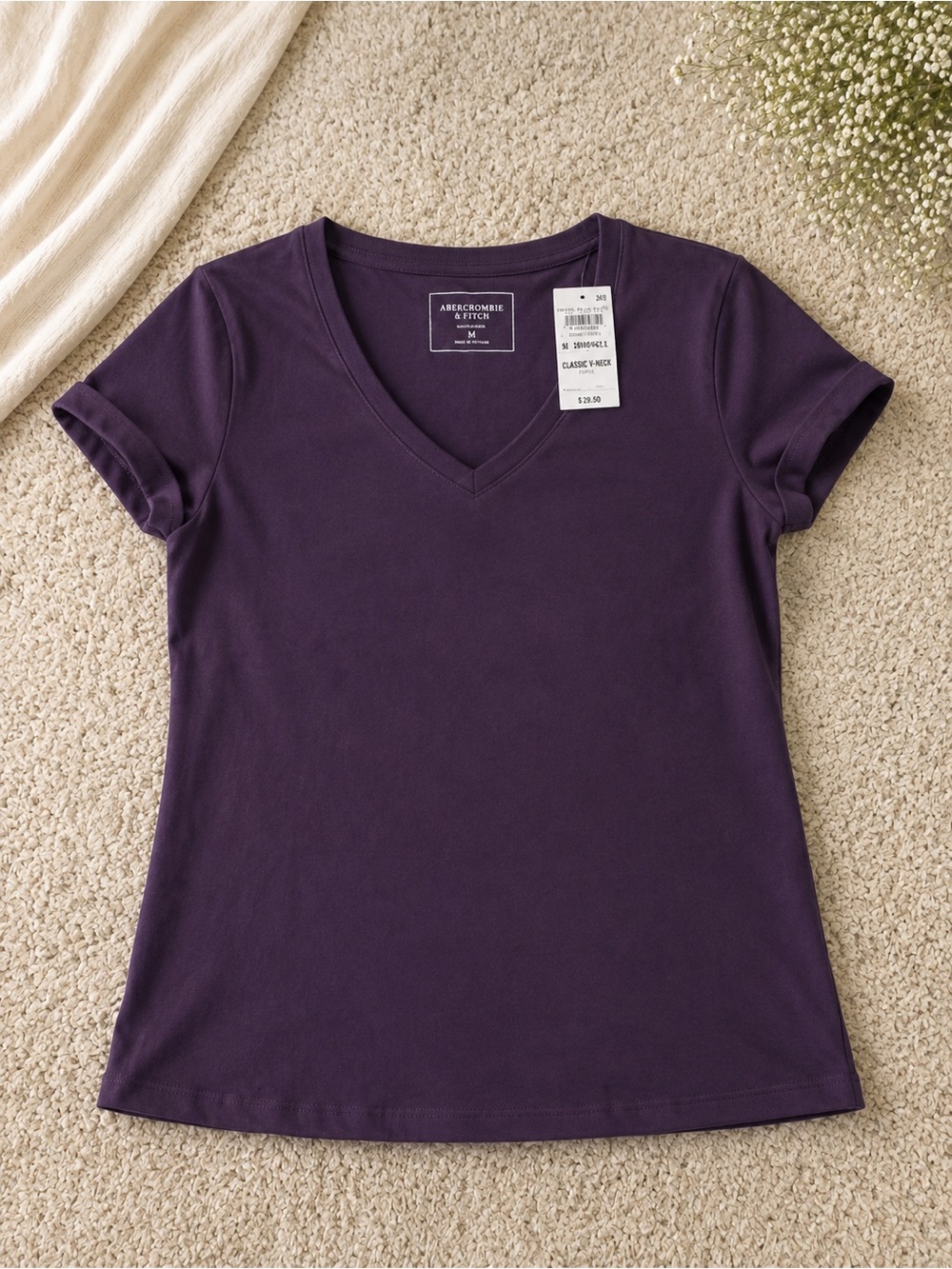 Charter Club Purple V‑Neck Short Sleeve Tee - Picture 1 of 4